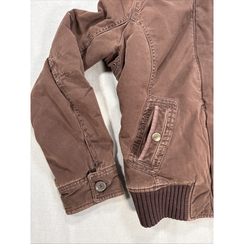 Vintage Abercrombie & Fitch Jacket Womens Large Brown Faux Fur Lined Bomber Y2K - Picture 5 of 11